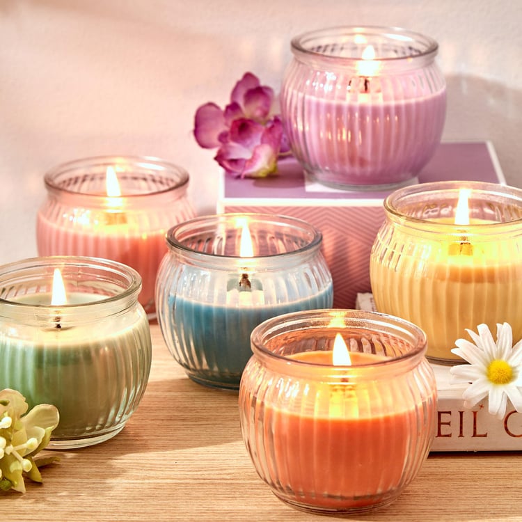 Handmade Ribbed Glass Candles – Vibrant Glow for Every Mood